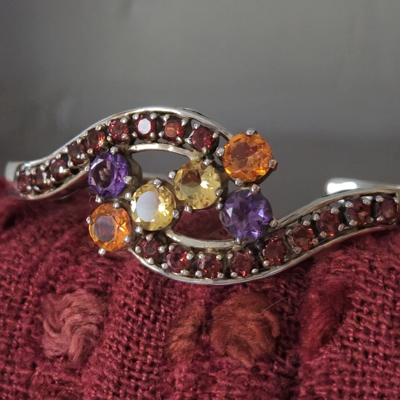 Nicky Butler Designer 925 Sterling Silver Cuff Bracelet Amethyst Garnet Citrine - Picture 15 of 16